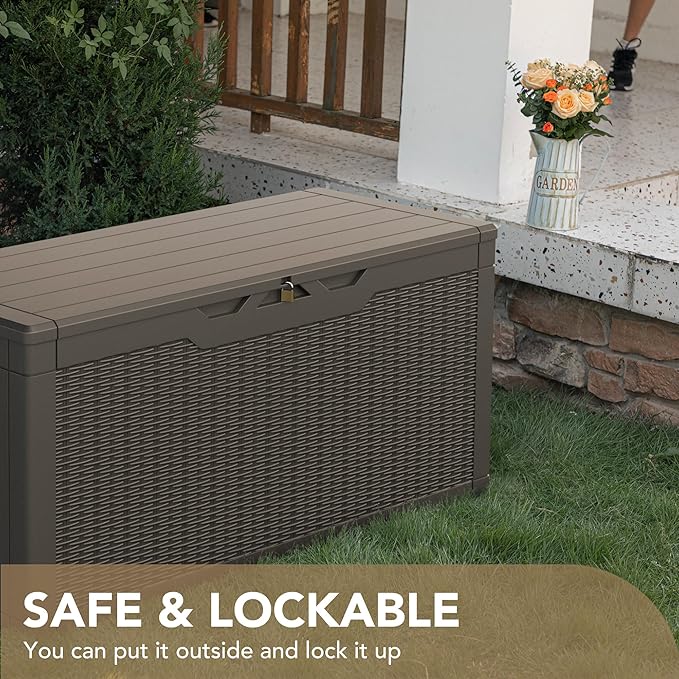 Devoko 100 Gallon Waterproof Large Resin Deck Box Indoor Outdoor Lockable - Image 5