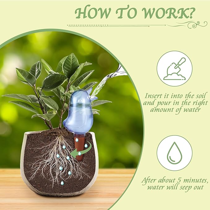 4 Pack Self Watering Spikes, Indoor Plant Watering Globes, Bird Shape Automatic - Image 2