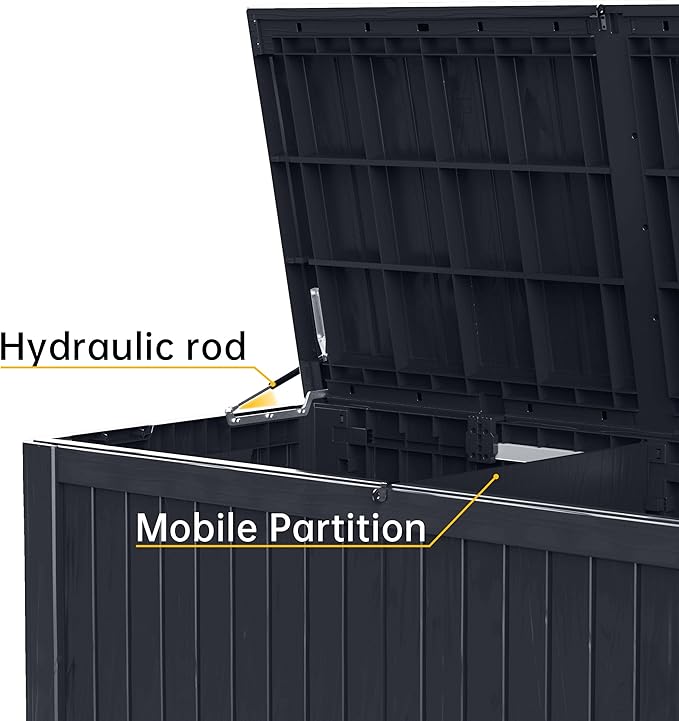 DRATO 200 Gallon Deck Box, Waterproof Resin Large Outdoor Storgae Box - Image 5