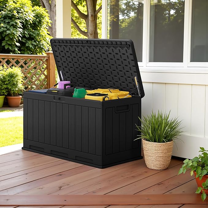 Devoko 90 Gallon Double-Wall Deck Box, Side Handles, HDPE Outdoor Large Storage - Image 5
