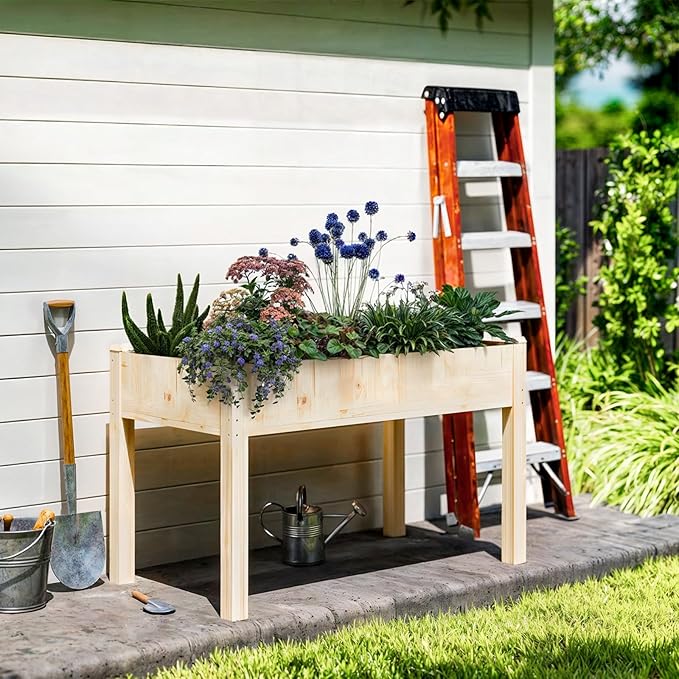 DUMOS Raised Garden Bed with Legs, Elevated Wooden Garden Bed - Image 6