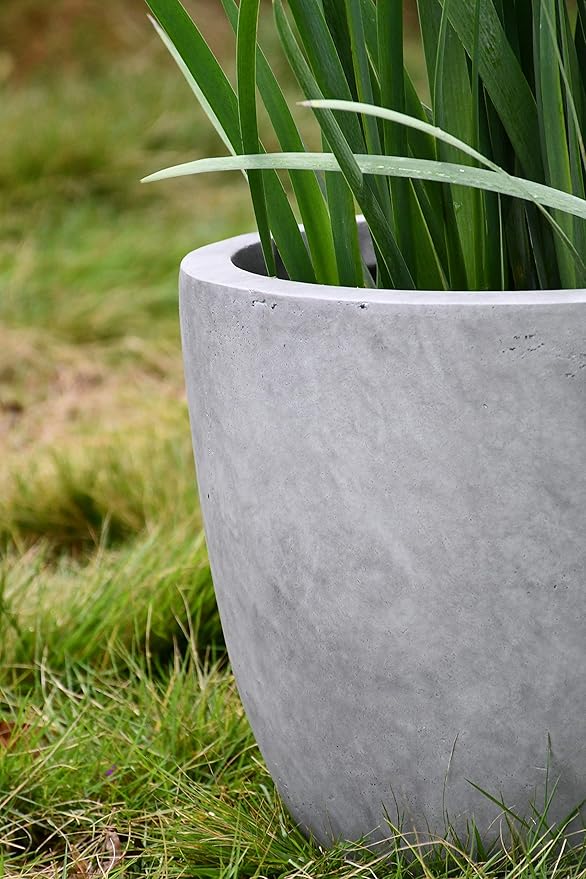 Kante 14 Inch Dia Round Concrete Planter, Indoor Outdoor Large Plant Pot - Image 22