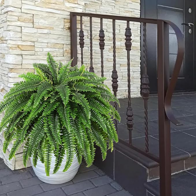 Single Silky Artificial Boston Fern Bush, 49Inch Large Artificial Ferns - Image 7