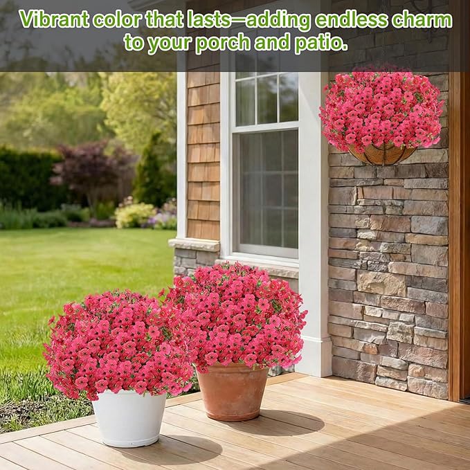 Artificial Flowers for Outdoor, Silk Flowers No Fade Fake Plastic Flowers UV - Image 4