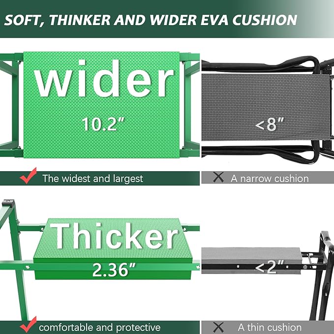FLINTER Garden Kneeler and Seat, 10.2" Wider Heavy Duty Thick Gardening Bench - Image 2