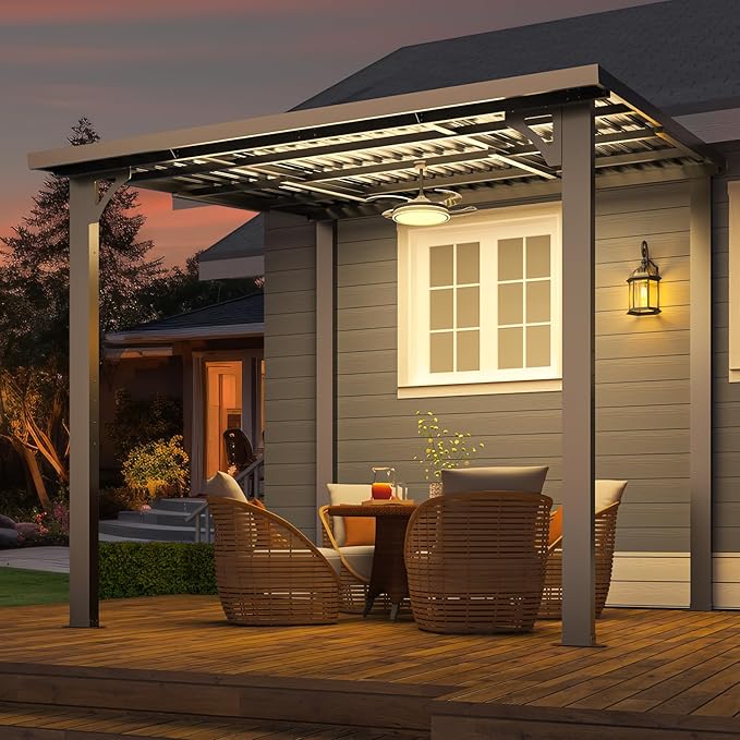 AECOJOY 8x8 Hardtop Gazebo Outdoor Pergola, Small Heavy Duty Lean to Metal - Image 2
