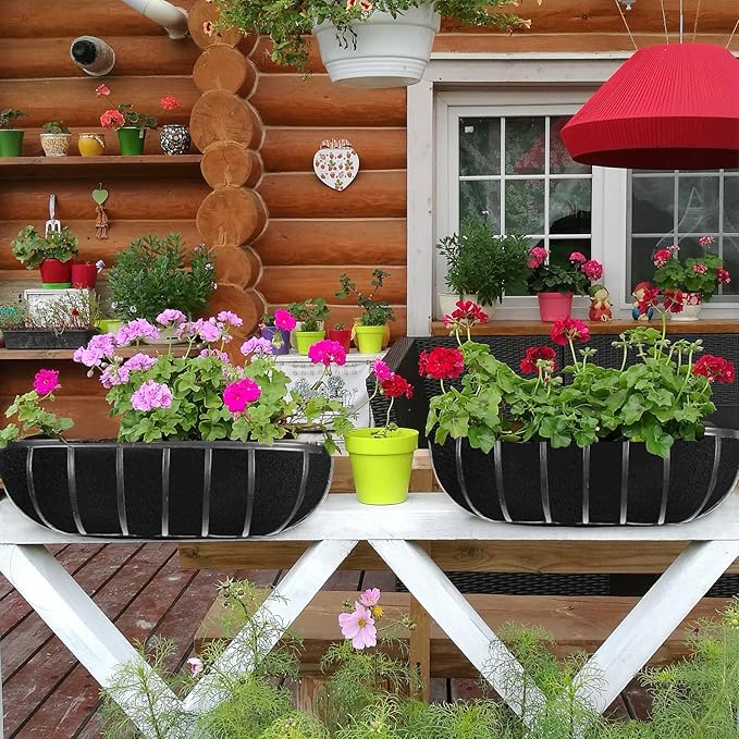 3PCS 24 Inch Planter Basket Liners Fabric Window Box Liners Felt Trough Planter - Image 7