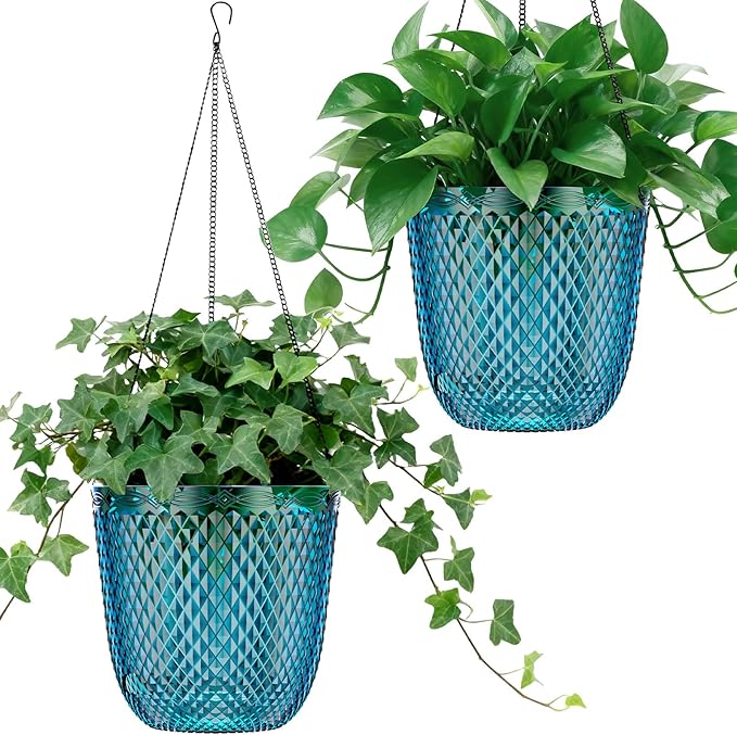 QCQHDU Self Watering Hanging Pots, 2 Pack 5.7 Inch Hanging Planters by QCQHDU