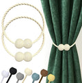 Hion Magnetic Curtain Tiebacks Beige 2pcs, Curtain Tiebacks Buckles Holdbacks by Hion
