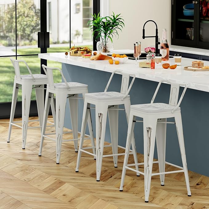 Yongchuang 26" Industrial Metal Barstools Set of 4 Counter Height Bar Stools - Image 2