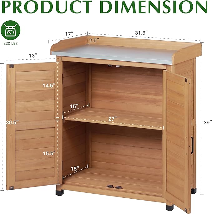 Outdoor Storage Cabinet & Potting Bench Table - Image 5