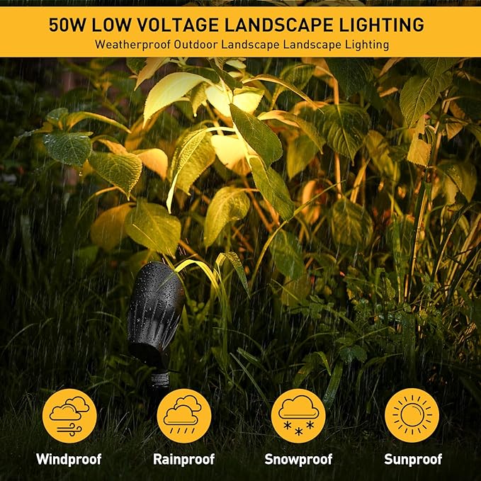 Malibu Landscape Lighting Outdoor 50W Spotlight Waterproof Halogen Floodlight - Image 6