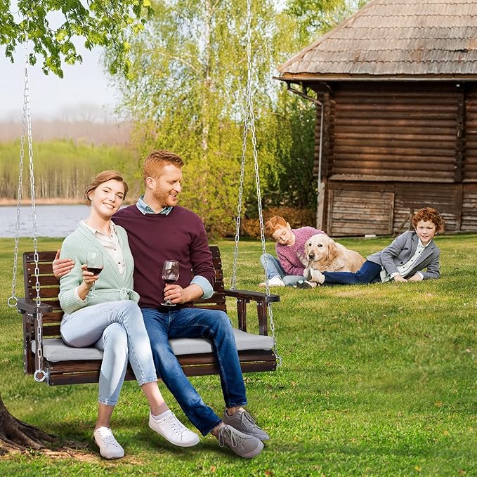 VINGLI Outdoor 4 FT Porch Swing, Heavy Duty 880 LBS Wooden Patio Swings - Image 8