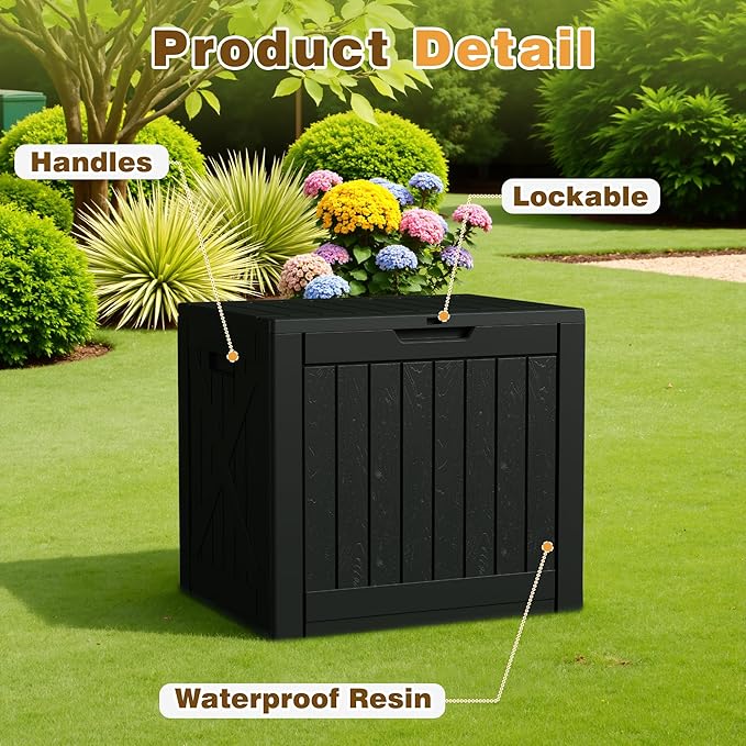 Flamaker Resin Deck Box 40 Gallon Waterproof Outdoor Indoor Storage Box - Image 4