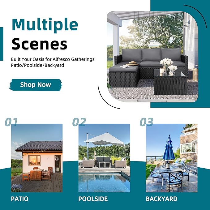 3-Piece Outdoor Patio Sectional Sofa Set - Image 6