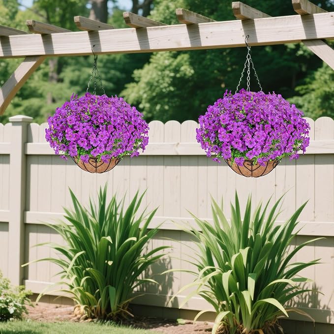 Artificial Hanging Flower for Outdoors, Fake Hanging Basket for Outside - Image 7