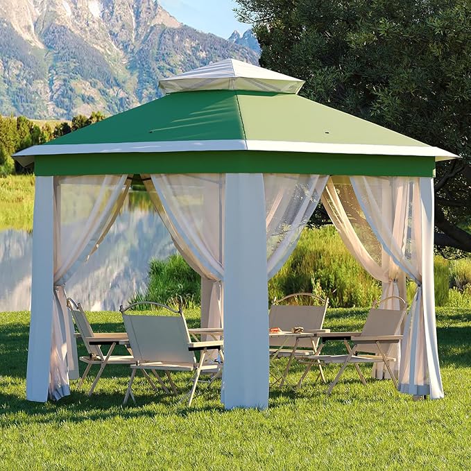Garvee Pop Up Gazebo Screen Tent, Hexagonal Instant Gazebo Tent by Garvee