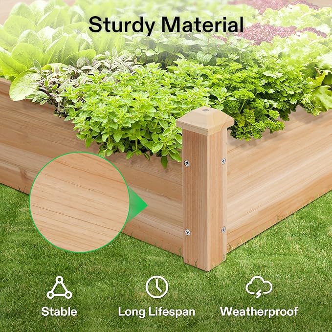 VIVOSUN 3-Tier 3-Grid Wooden Raised Garden Bed, 42.5 x 34.5 x 15 Inches - Image 6