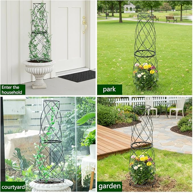 35-Inch Metal Garden Obelisk Trellis - Image 6