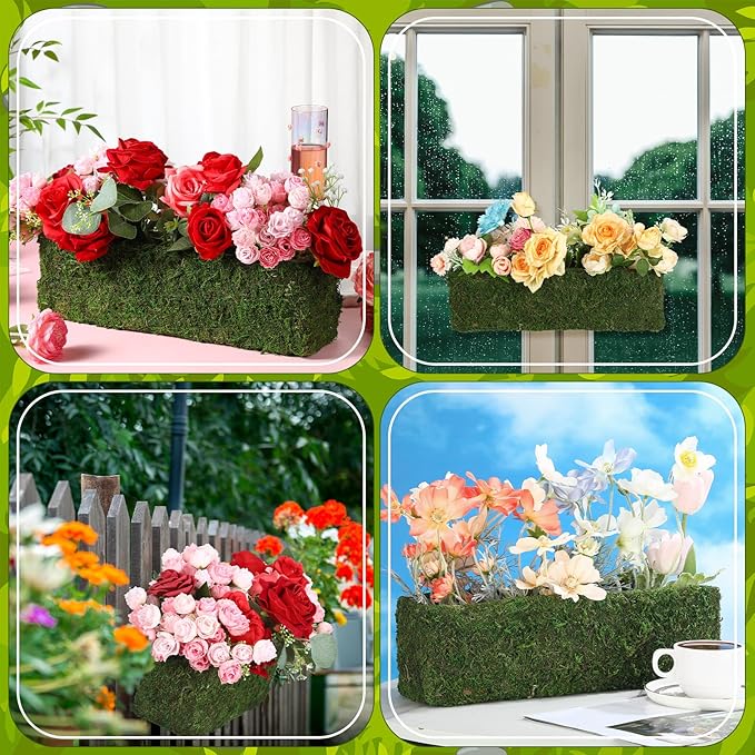 Maxdot 4 Pack Moss Window Box Planters, 16 Inch Rectangular Decorative Planter - Image 7