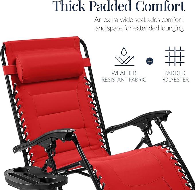 Best Choice Products Oversized Padded Zero Gravity Chair, Folding Outdoor Patio - Image 4