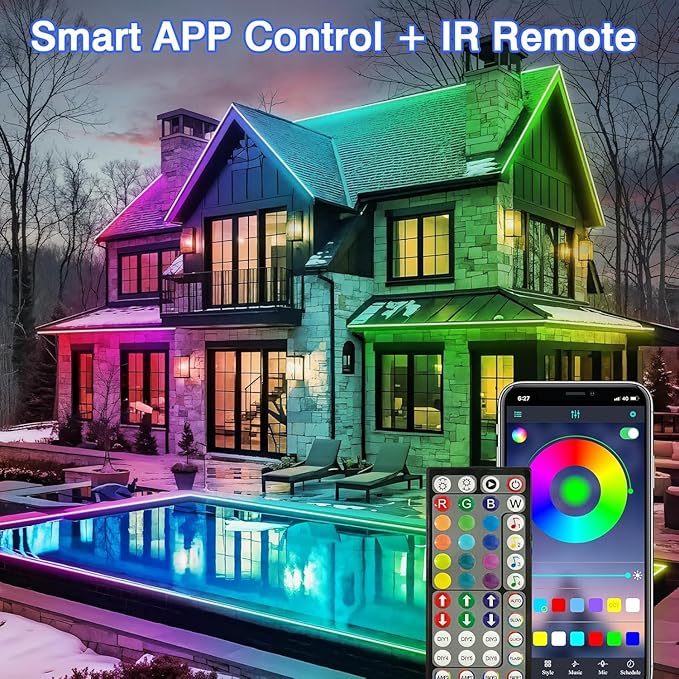 zoegi Outdoor LED Strip Lights Waterproof, Music Sync RGB IP68 Outside Led - Image 6