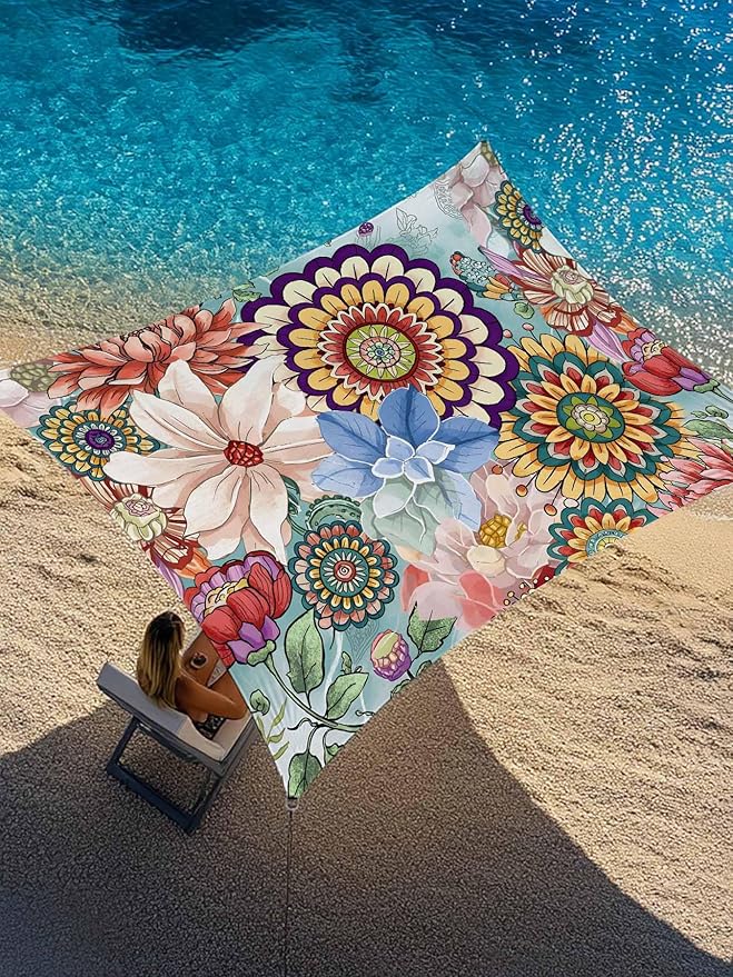 Sun Shade Sail 8'x10' Boho Floral Rectangle Sun Shade Sails Canopy Waterproof - Image 3