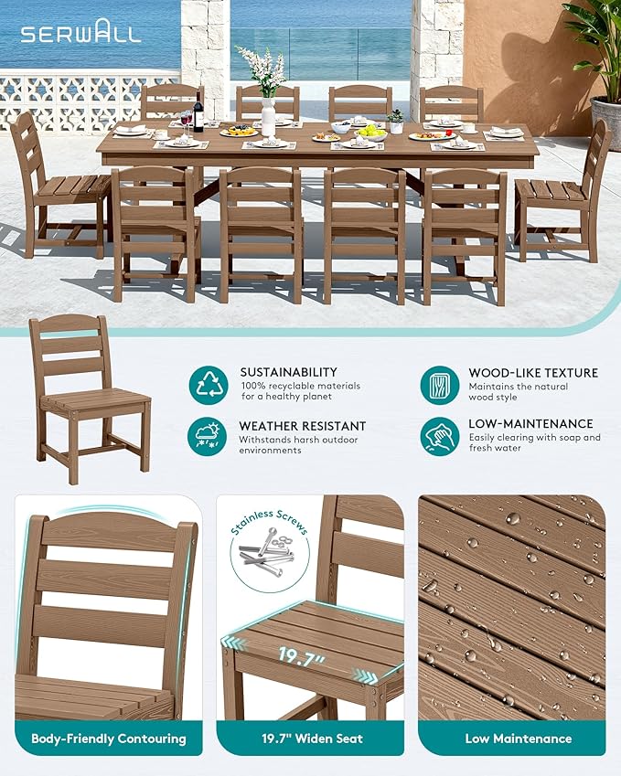 SERWALL 11 Piece Outdoor Dining Set - Image 3