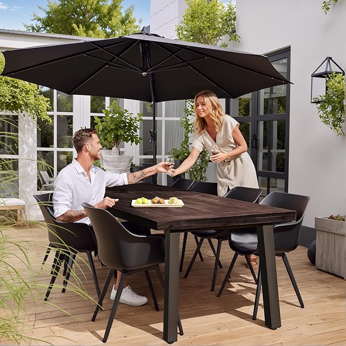 Devoko Home Acacia Wood Dining Table 6-Person Indoor Outdoor Table - Image 5
