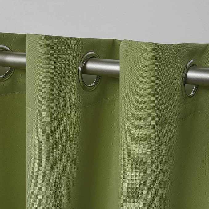 NICOLE MILLER NEW YORK Canvas Indoor/Outdoor Grommet Top Curtain Panel Pair - Image 3