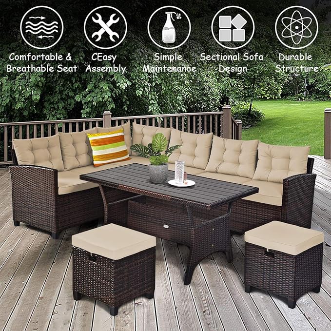 Tangkula 5 PCS Patio Furniture Set, Outdoor Conversation Set - Image 8