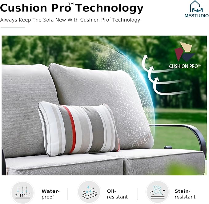 MFSTUDIO Patio Furniture Set, 6 Seats Half-Moon Curved Outdoor Sectional Sofa - Image 3