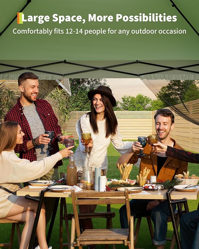 Canopy Tent 13x13 ft, Pop Up Gazebo One-Push Setup - Image 5