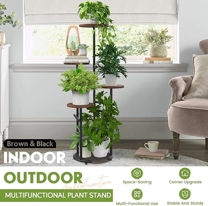 TOSKING 5 Tier Metal Plant Stand Indoor， Plant Shelf, Corner Shelf Flower Pot - Image 7