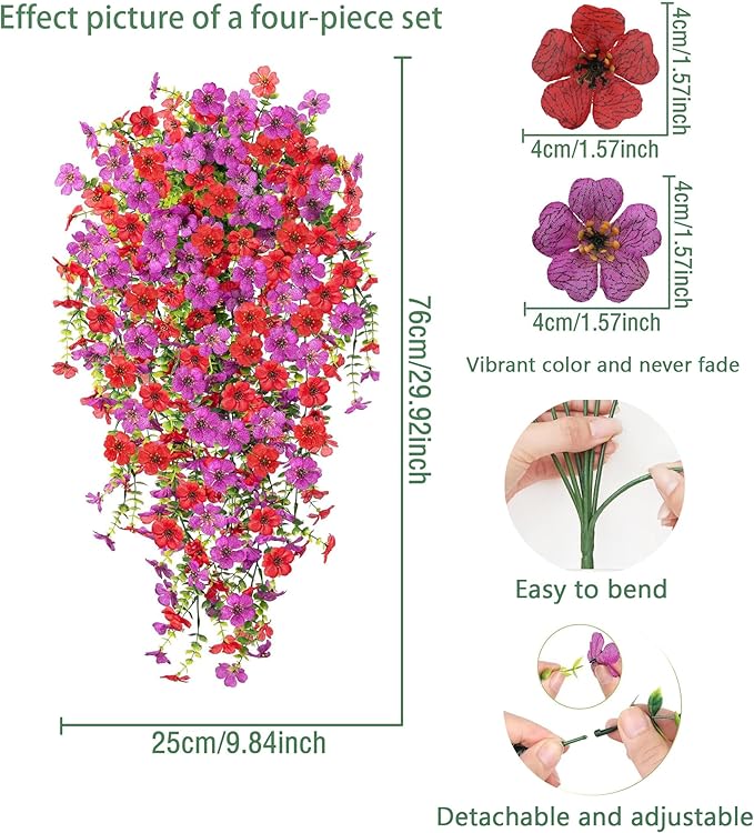 Comtelek Artificial Flowers for Outdoors Fake Hanging Plants - Image 8