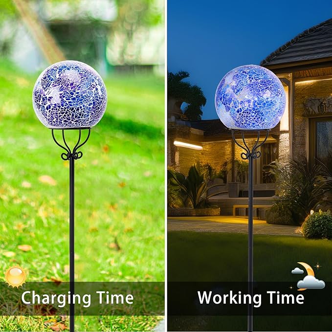 VCUTEKA Solar Outdoor Lights Garden Decor Mosaic Solar Garden Lights Waterproof - Image 3