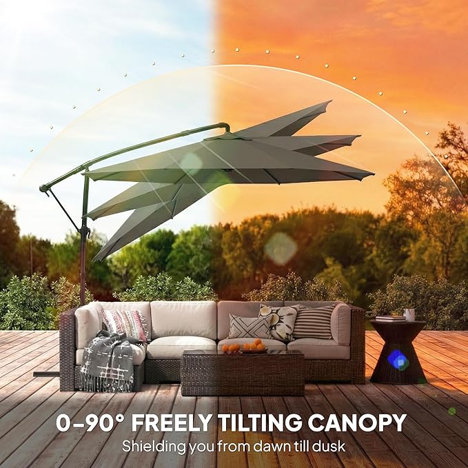 Outsunny 10 ft Offset Patio Umbrella - Image 4