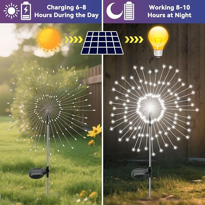 Garden Outdoor Lights, 4 Pack 120 LED Solar Garden Lights Fairy Lights Outdoor - Image 2