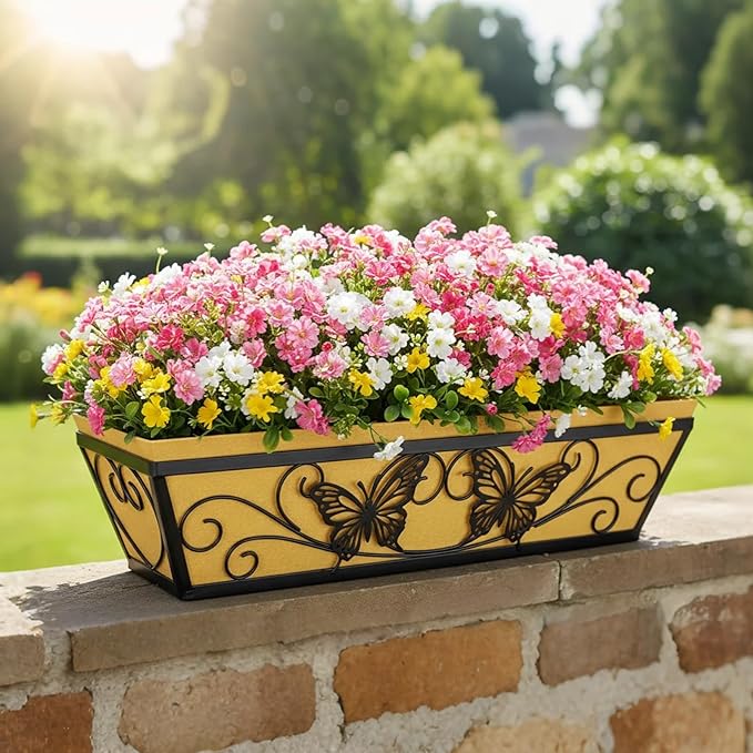 4 Pack 24 Inch Window Boxes Planter Railing Planters Box - Image 6