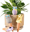 4 Pack Handmade Terracotta Owl Watering Spikes and Globes, Self-Watering Plant by SUREYUESI