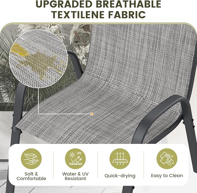 UDPATIO Patio Chairs Set of 6, Stackable Outdoor Dining Chairs - Image 6