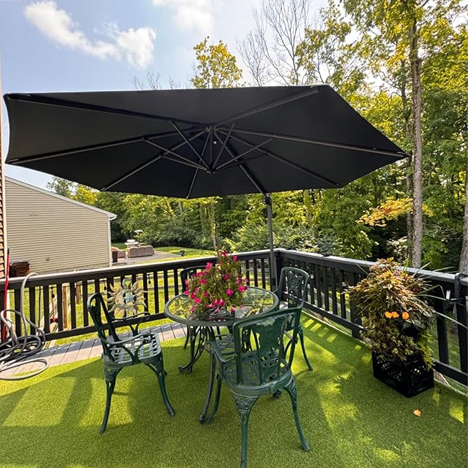 PURPLE LEAF 10 Feet Patio Umbrella Outdoor Cantilever Round Umbrella Aluminum by PURPLELEAF