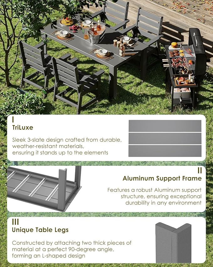 GREENVINES Outdoor Dining Table | 67’’ | HDPE | Rectangle Tables - Image 3
