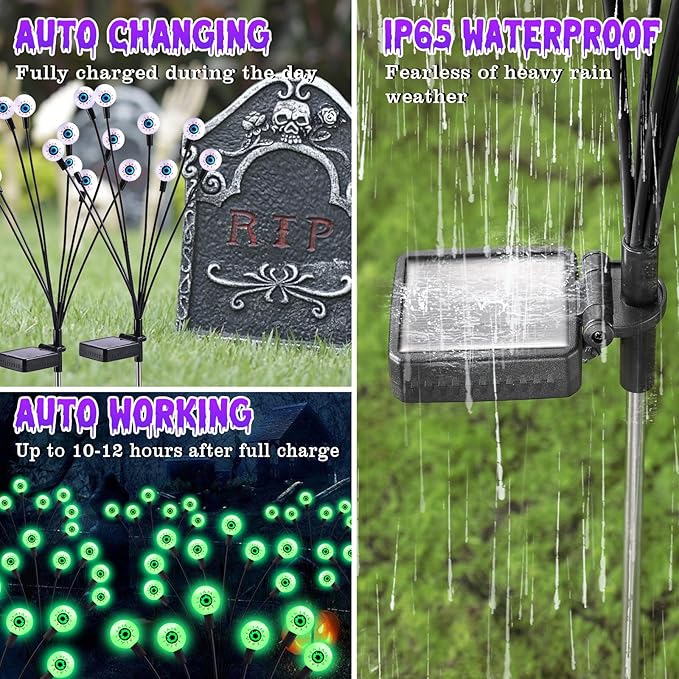 ASMAD Scary Solar Eyeball Lights, Waterproof Swaying Firefly Path Lights - Image 4