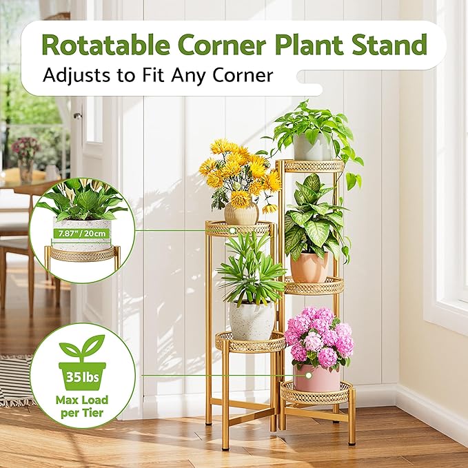 Tall Plant Stand Indoor Outdoor, Corner Metal Flower Pot Stands - Image 2