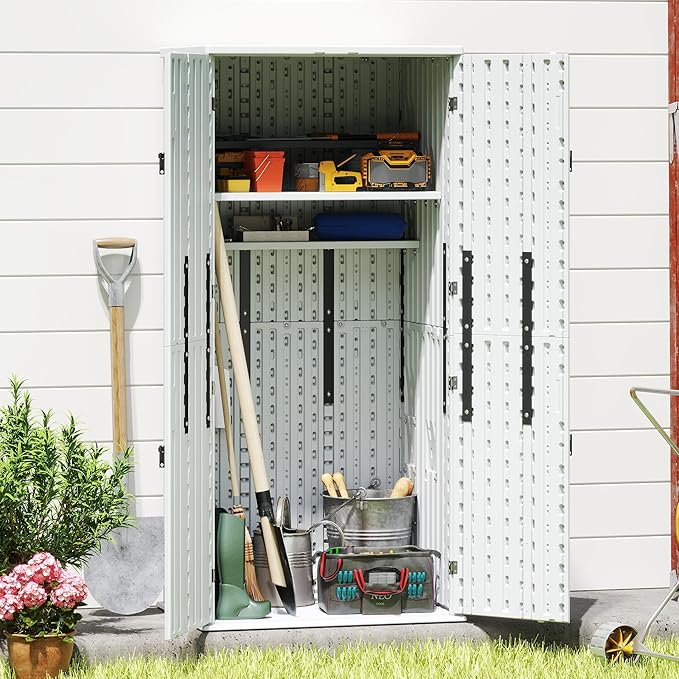 EHHLY Heavy Duty Tall Storage Cabinet Outdoor Weatherproof, 28 Cuft Garage - Image 3