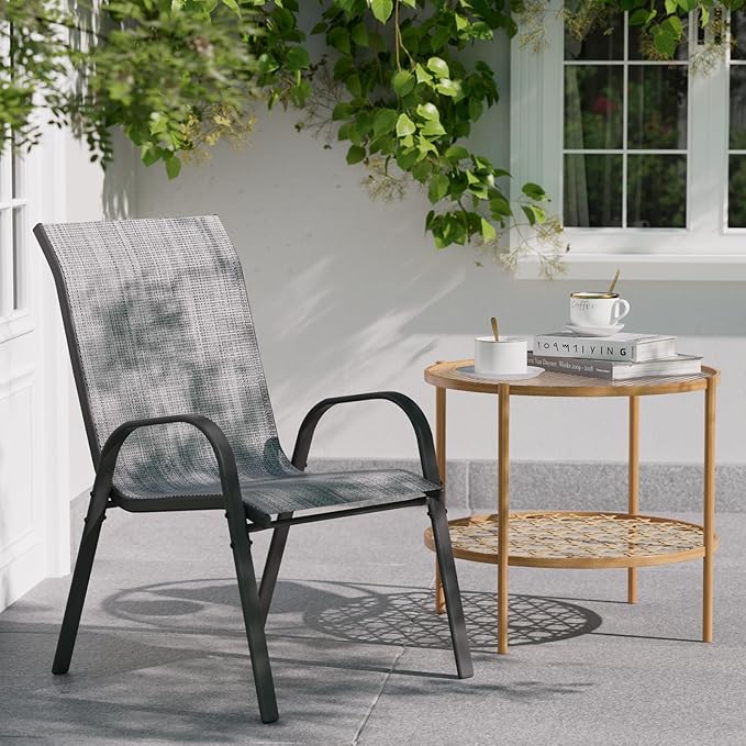 Patio Dining Chairs Set of 6, Outdoor Stackable Dining Chairs High Back - Image 7