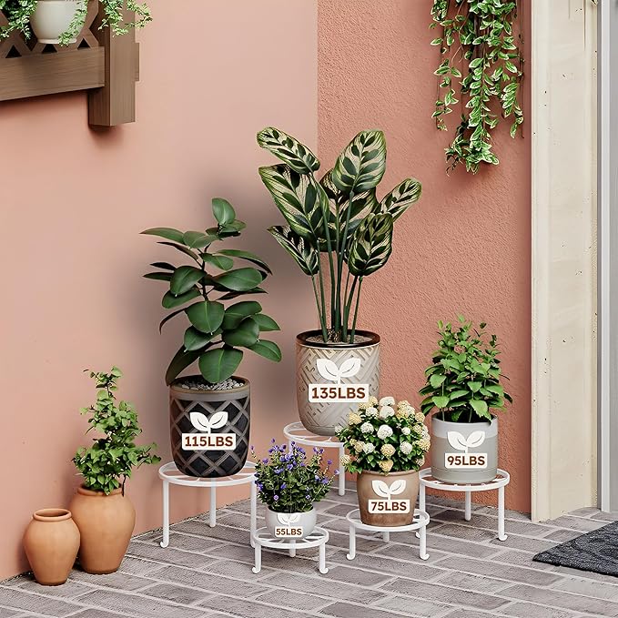 5 Pack Heavy Duty Metal Iron Plant Stand, Anti-Rust Iron Flower Pot Stand Holder - Image 3