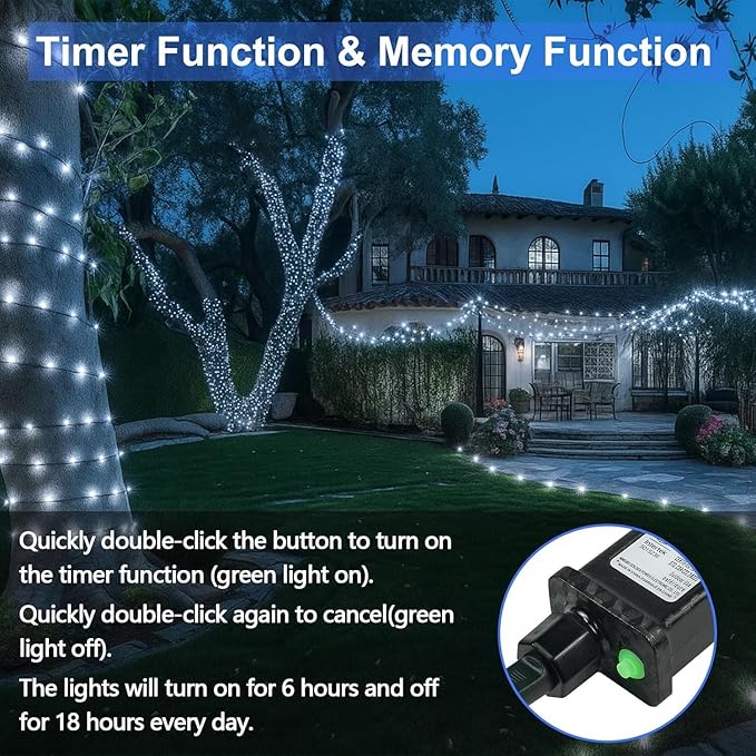Connectable 200 LED String Lights Indoor Outdoor, 66FT Cool White Christmas - Image 6