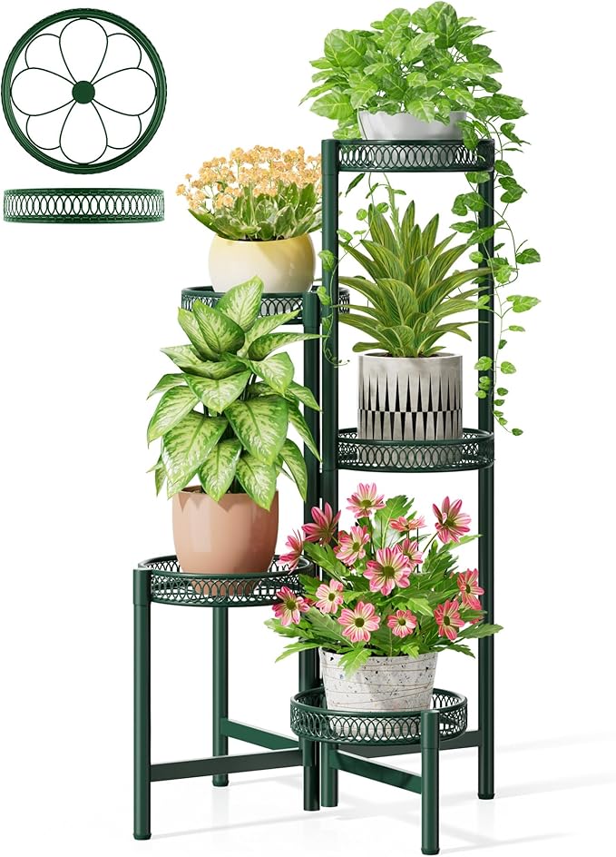5-Tier Metal Plant Stand Indoor Outdoor, Corner Tall Plant Shelf by Unknown